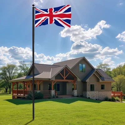 25FT/7.5M Aluminum Telescopic Flag Pole Flagpole w/Black Ball Kit Set Garden Use - Image 1 of 4