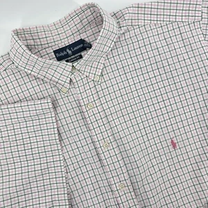 Ralph Lauren Shirt Mens 3XLT Tall Cotton Multicolor Check Pink Pony Button - Picture 1 of 9