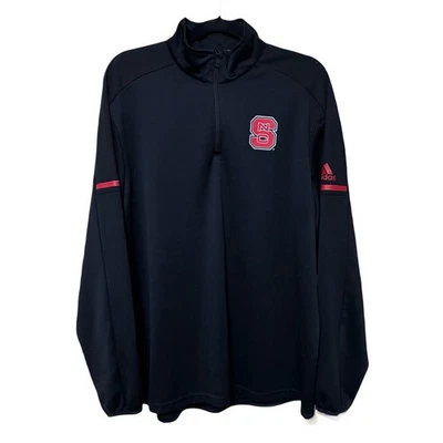 NC State Wolfpack Adidas 1/4-Zip Sweatshirt Men’s L Black Long Sleeve NCAA - Image 1 of 4