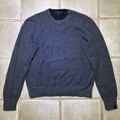 Rag & Bone Sweater Mens M Medium Navy Wool Cashmere Blend Finch Ribbed Crew Neck - Image 1 of 4