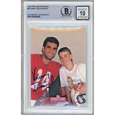 Vinny Testaverde Signed 1992 Pro Line #63 BGS Slabbed Tampa Bay Bucs NFL Auto - Image 1 of 4