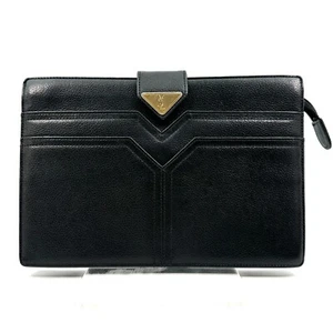 Auténtico bolso sin asas vintage de cuero negro Yves Saint Laurent #817 - Imagen 1 de 13
