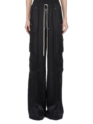 Calça Charmeuse Rick Owens Hollywood $1395 Cargobelas Preta Lavada Nova - Imagem 1 de 3