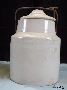 Antiguo tarro de gres esmaltado con sal Weir No.4 con tapa y fianza 18 de abril de 1901 - Imagen 1 de 13