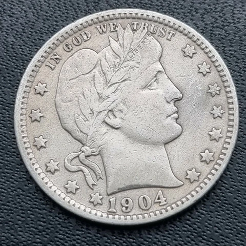 1904 O Barber Quarter 25c Better Grade VF - XF #41127 Cover
