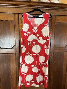 Boden Summer Dress Red with White Floral Sleeveless Shift Dress 10 US, 14 UK