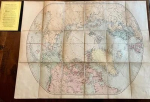 1880's FOLDING MAP Of The NORTH POLE With ARCTIC EXPLORERS EXPEDITIONS Scarce - Imagen 1 de 4