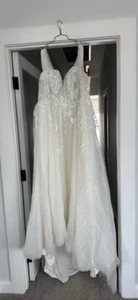 Wedding dress size 16 bridal bride white illusion neckline style - Picture 1 of 2