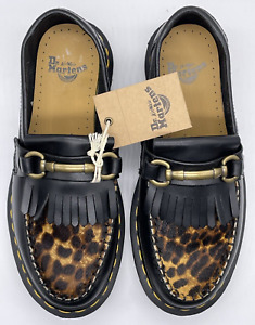 Dr. Martens Adrian Snaffle Loafers Leopard Hair Shoes Mens 5 Womens 6 NWOB