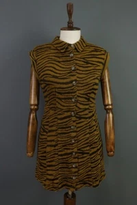 FREE PEOPLE Multicolor Animal Pattern Button Up Shirt Tunic Dress Size M - Picture 1 of 19