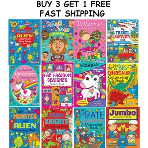 Colouring Book Sticker Books Kids Girls Boys Children Activity Book A4 - Picture 1 of 97