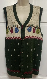 NWT Quacker Factory Vest Fall Winter Christmas Bells Mittens Leaves 1X Womens - Picture 1 of 15
