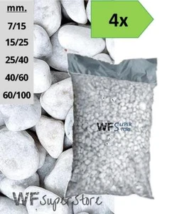 Ciottoli di marmo Bianco Carrara - 4 sacchi da 25 kg - sassi pietre giardino - Foto 1 di 2