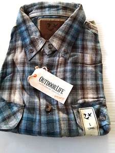 Men's Flannel Shirt Plaid Size Large 2 Pockets Outdoor Life New - Picture 1 of 1