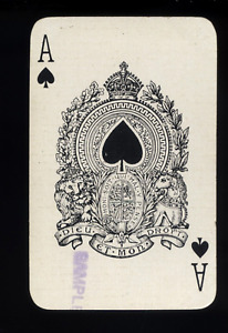 PLAYING CARD REGAL ACE OF SPADES CROWN LION HORSE SHIELD WITH EMBLEMS
