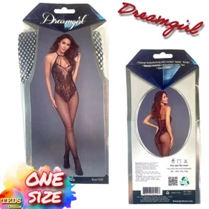NWT Dreamgirl O/S Bodystocking with Lace Teddy Design Black 0326 - Picture 1 of 6
