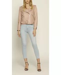 Walter Baker Allison Classic Short Leather Moto Jacket Dusty Rose Sz S $698 - Picture 1 of 4