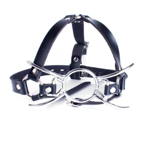 O-Ring Mundknebel mit Silber Fetisch BDSM Sklave Game Head Harness Abschließbar - Bild 1 von 6
