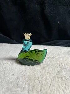 Vintage Avon Miniature Perfume Bottle Blue Swan with Gold Crown Cotillion - Picture 1 of 2
