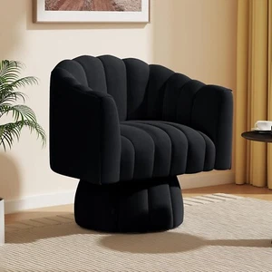 SEYNAR Mid Century 360 Degree Swivel Cuddle Barrel Accent Sofa Chairs, Round Arm - Picture 1 of 6