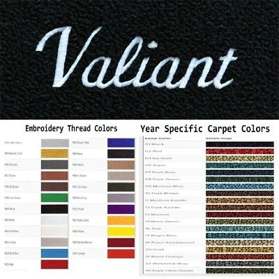 ACC 1963-1973 Plymouth Valiant Custom Valiant Word Logo 4pc Loop Floor Mats - Image 1 of 4