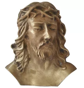 Christ Bronze Massif Plaque Avec Bas Relief Pour Pierre Tombale ou autre Signée - Bild 1 von 11