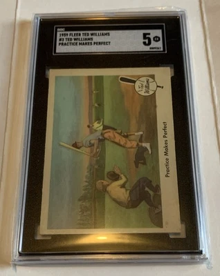 Fleer Ted Williams 1959 - #3 "La práctica hace la perfección" SGC 5 EX Foto 1 de 3