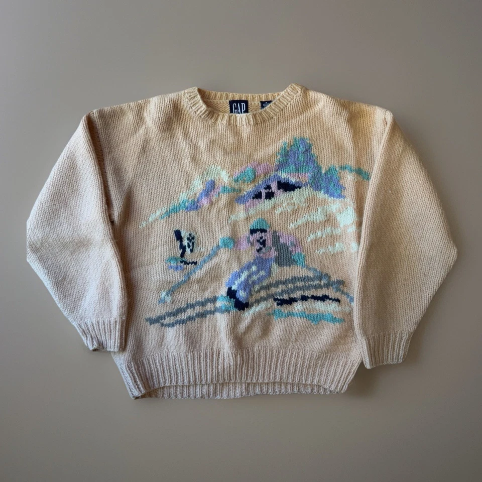 Suéter Vintage Gap Para Mujer Mediano Multicolor Lana Shetland Pullover Años 90 Esquí Arte Foto 1 de 4