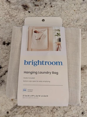 Brightroom Over The Door Hamper Hanging Laundry Hamper Bag Beige Canvas - Image 1 of 4