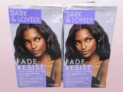 DARK & LOVELY FADE RESIST PERMANENT HAIR COLOR 371 JET BLACK BOXED LOT OF 2 - Image 1 of 3