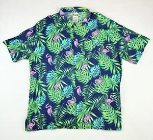 Hawaiian Men's IML Short Sleeves Button Up Shirt Size XXL - Flamingos - Picture 1 of 7