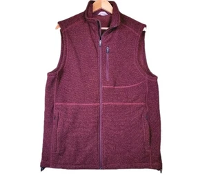 DULUTH TRADING CO Vest Men's Medium Fleece Burgundy Park Point Jacket Gorpcore - Picture 1 of 11