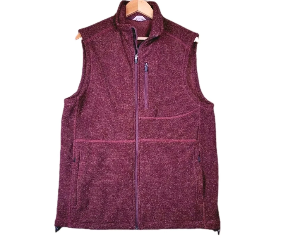 DULUTH TRADING CO Vest Men's Medium Fleece Burgundy Park Point Jacket Gorpcore - Image 1 of 4