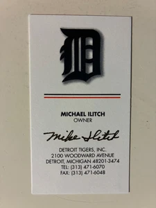 MIKE ILITCH autograph DETROIT TIGERS Owner business card signed (1929-2017) - Picture 1 of 1