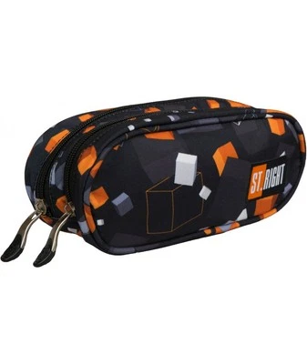 ST.RIGHT Mäppchen 3D CUBES Schwarz Grau Federmappe Federtasche Stifte Etui Junge - Bild 1 von 3