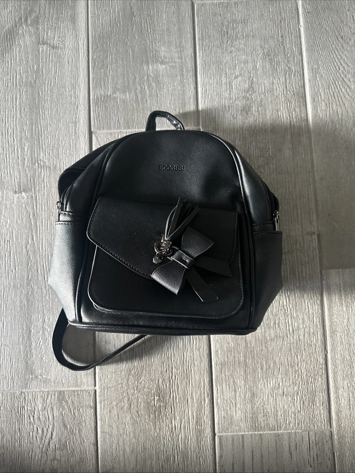 ECOSUSI Black Leather Zip Backpack Women's  - Image 1 of 1
