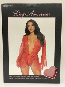 Brandneu rot Love Affair Spitze Morgenmantel & Teddy Set Leg Avenue Small - Bild 1 von 2