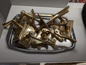 Gold/Brass Georgian Rope Design Door Handles x8 (4 pairs) Lever Interior - Picture 1 of 4