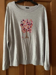TALBOTS HEATHER GRAY HEART TREE SWEATER with BUTTON DETAIL Size Large EM94 - Picture 1 of 2