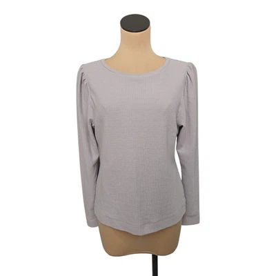 Lilla P Top Womens Medium Gray Lavendar Waffle Knit Long Sleeve Pullover Casual - Image 1 of 4