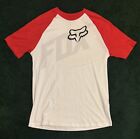 Fox Racing T-Shirt Men’s Large Red And White Baseball Style With Black Graphics
