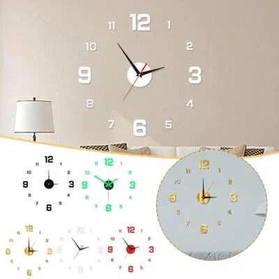 Luminous Digital Clock Wall Sticker Clock Silent Wall Clock Home Decoration E5P4 - Image 1 of 4