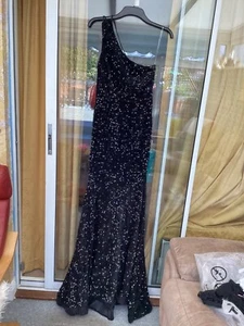 shein One Shoulder Mermaid Hem Sequin Formal Dress black size 12/14 - Picture 1 of 3