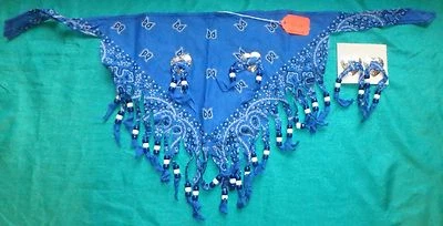 Bufanda con cuentas azules con pendientes de clip para muñeca de moda de 36", adulto o niño MYSF08WE Foto 1 de 4