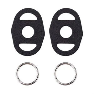 2 x Round Split Ring Connectors for Camera Strap. With Leather D-Ring Protectors - Picture 1 of 6