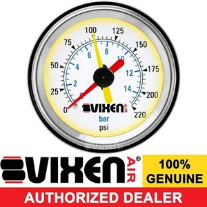 2" DUAL NEEDLE PRESSURE AIR GAUGE W/LIGHT SUSPENSION/AIR RIDE/BAGS 220 PSI WHITE - Picture 1 of 4