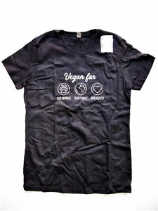 Camiseta Novio "Vegano para Nuestros Animales, Nuestro Planeta, Nuestra Salud" Nueva Con Etiquetas - Imagen 1 de 6