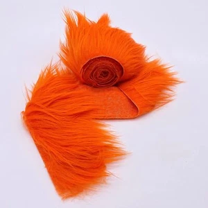 Orange Faux Fur Fabric Sold By Ribbon Strips (60 " Wide) Pre Cut Fabric - Picture 1 of 8