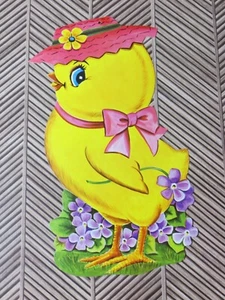 Vintage Dennison Easter Die Cut Out CHICK Decorations Spring 11 inch - Picture 1 of 1