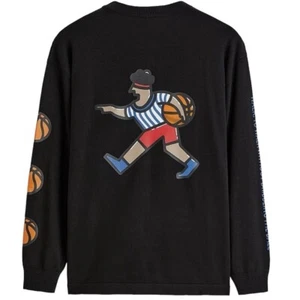 NEW Zara X Debut Collab Black Crew Neck Sweatshirt Size S Basketball Graphic - Picture 1 of 9